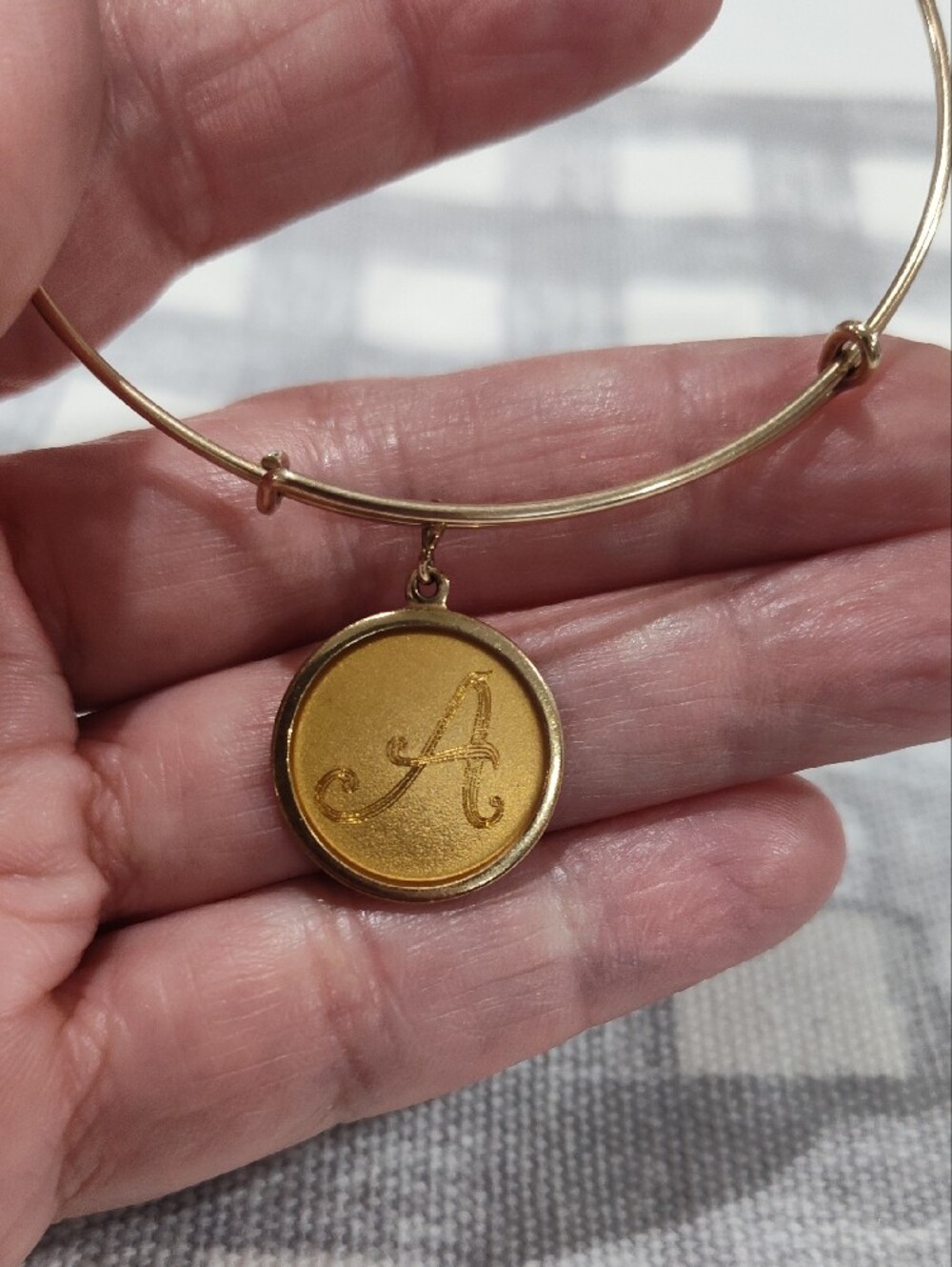 Alex and Ani Gold Filled Initial A Charm Bangle - Picture 4 of 5